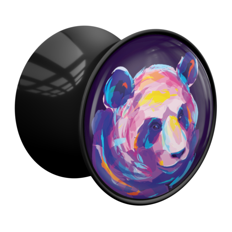 Double Flared Plug met Neon Panda Design Acryl Tunnels & Plugs Top Merken Winkel